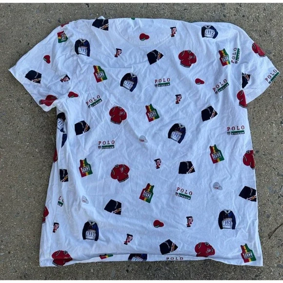 Polo Ralph Lauren EUC Custom Slim Fit T-Shirt All Over Print 1992 stadium XXL - Picture 2 of 4